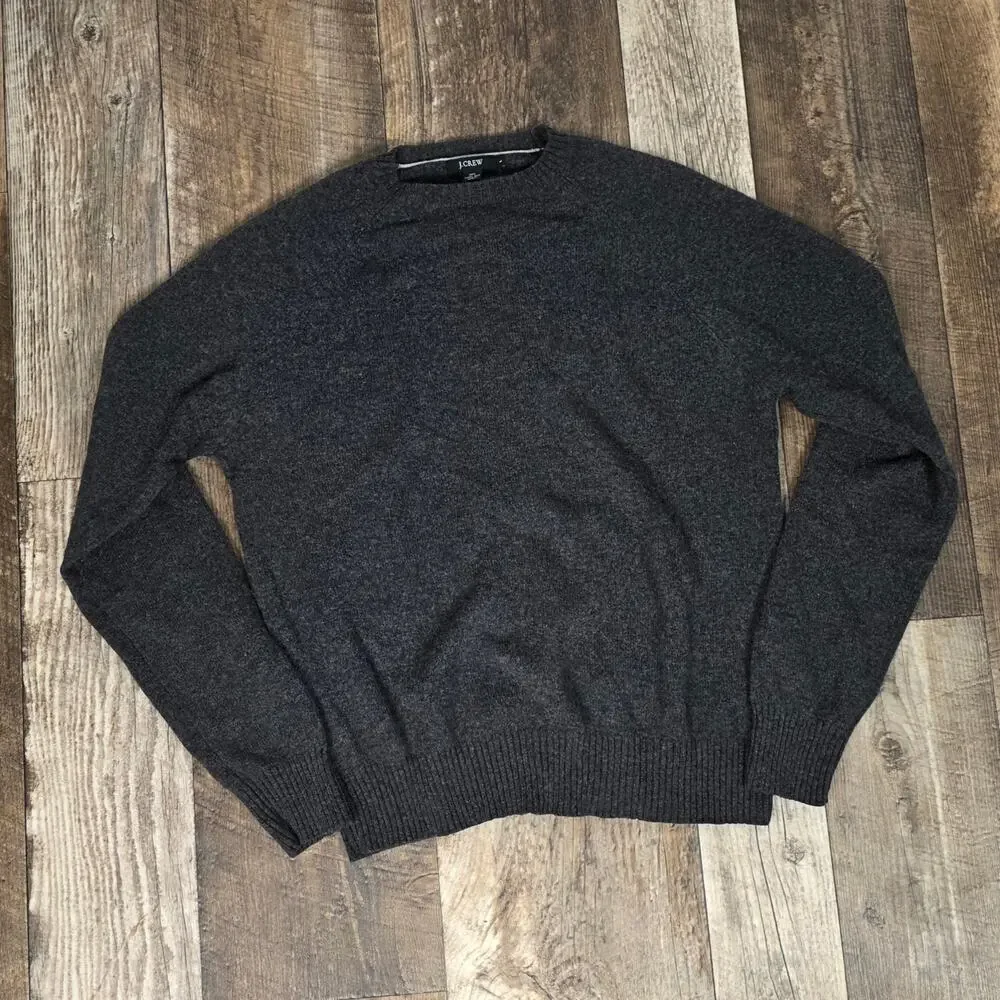 J.Crew Charcoal Lambswool Crewneck Sweater Size Large Classic Minimalist